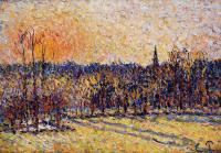 Pissarro, Camille - Sunset, Bazincourt Steeple